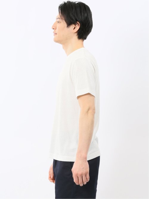 市松 ジャガード Vネック 半袖 Tシャツ