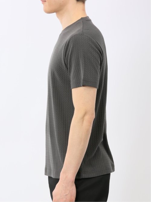 市松 ジャガード Vネック 半袖 Tシャツ