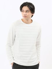 リンクスボーダージャガード クルーネック長袖Tシャツ