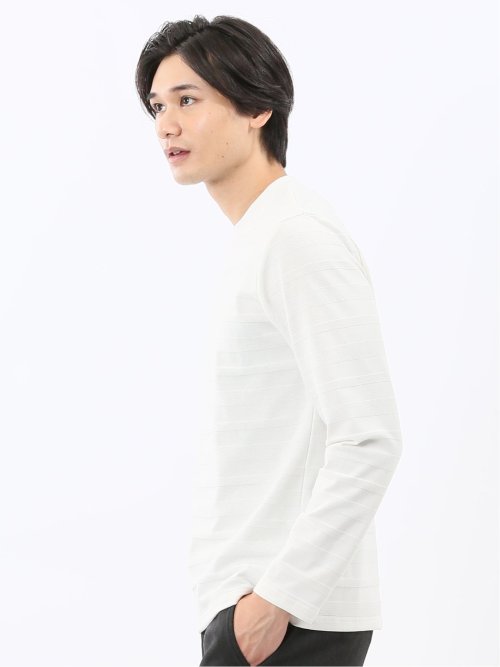 リンクスボーダージャガード クルーネック長袖Tシャツ