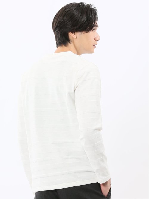 リンクスボーダージャガード クルーネック長袖Tシャツ