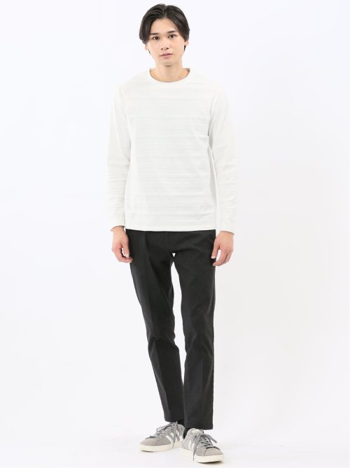 リンクスボーダージャガード クルーネック長袖Tシャツ