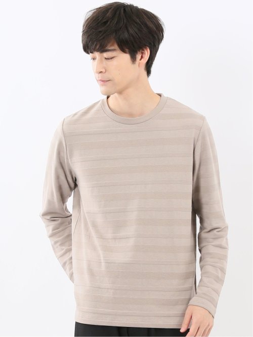 リンクスボーダージャガード クルーネック長袖Tシャツ