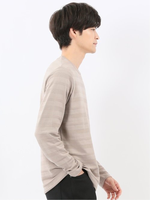 リンクスボーダージャガード クルーネック長袖Tシャツ