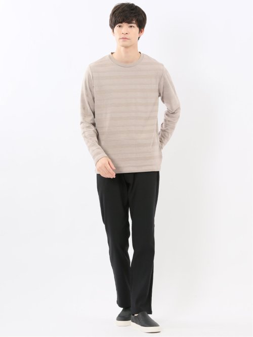 リンクスボーダージャガード クルーネック長袖Tシャツ