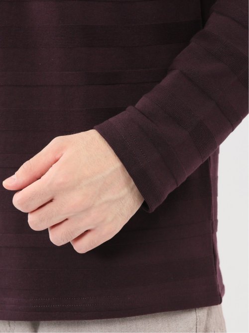 リンクスボーダージャガード クルーネック長袖Tシャツ