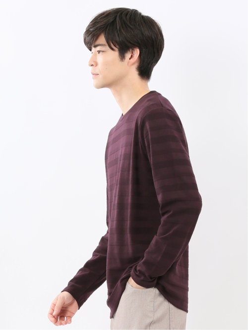 リンクスボーダージャガード クルーネック長袖Tシャツ