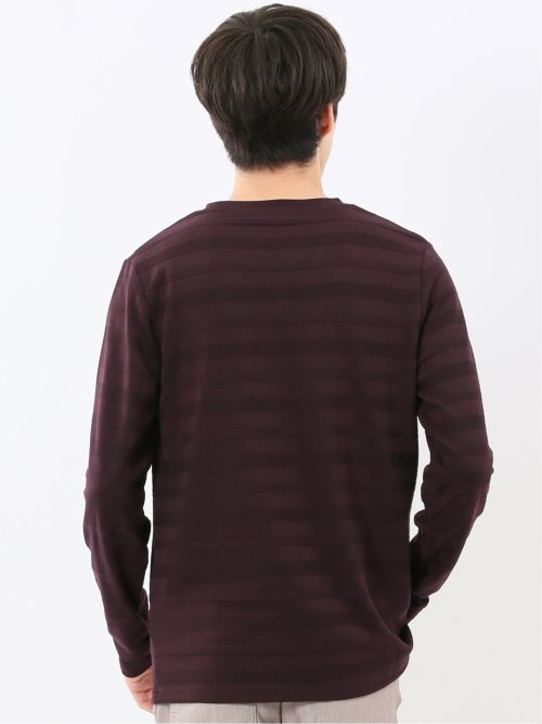 リンクスボーダージャガード クルーネック長袖Tシャツ