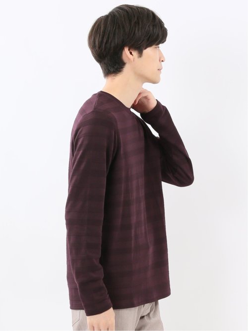 リンクスボーダージャガード クルーネック長袖Tシャツ