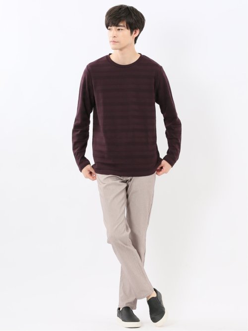 リンクスボーダージャガード クルーネック長袖Tシャツ