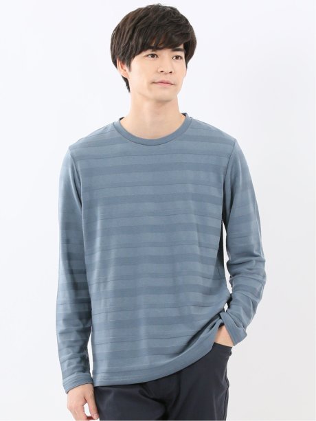 リンクスボーダージャガード クルーネック長袖Tシャツ