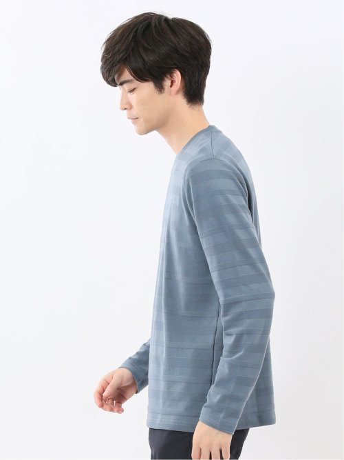 リンクスボーダージャガード クルーネック長袖Tシャツ