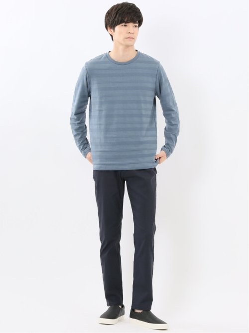 リンクスボーダージャガード クルーネック長袖Tシャツ