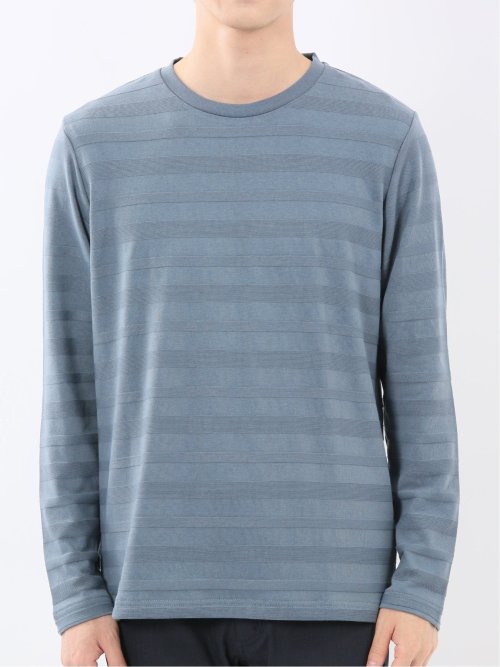 リンクスボーダージャガード クルーネック長袖Tシャツ