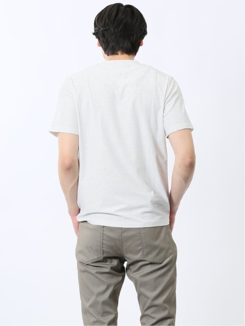 メッシュ かすれプリント Vネック半袖Tシャツ