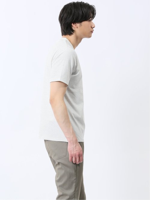 メッシュ かすれプリント Vネック半袖Tシャツ