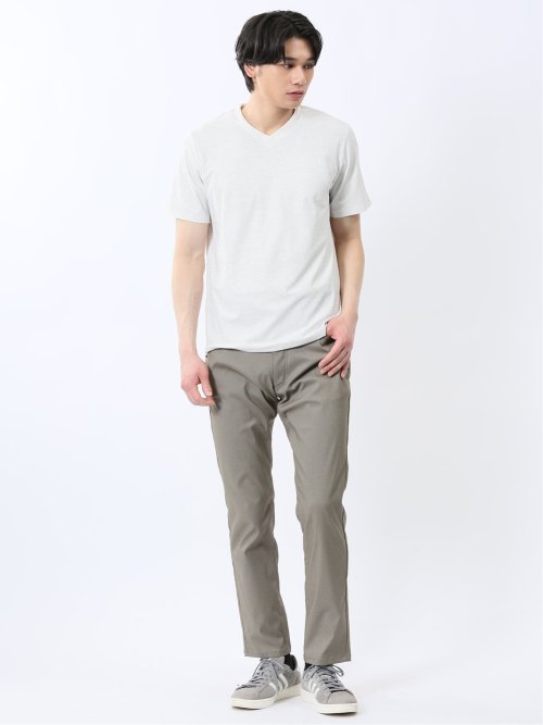 メッシュ かすれプリント Vネック半袖Tシャツ