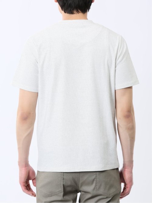 メッシュ かすれプリント Vネック半袖Tシャツ