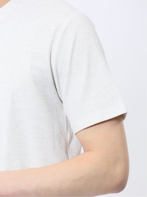 メッシュ かすれプリント Vネック半袖Tシャツ