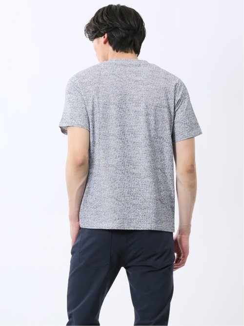 メッシュ かすれプリント Vネック半袖Tシャツ