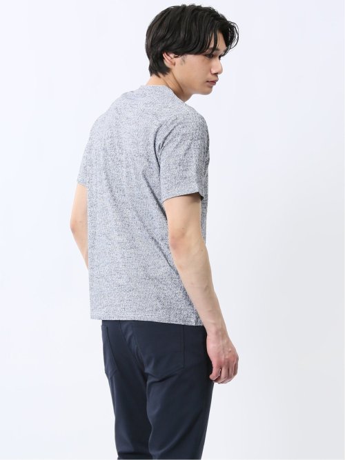 メッシュ かすれプリント Vネック半袖Tシャツ