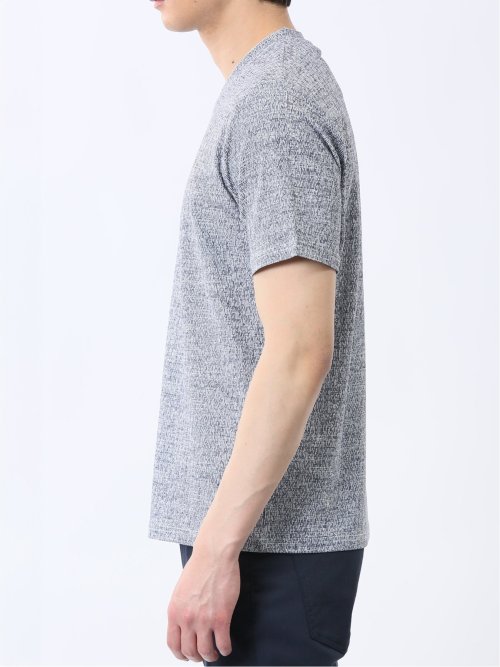 メッシュ かすれプリント Vネック半袖Tシャツ