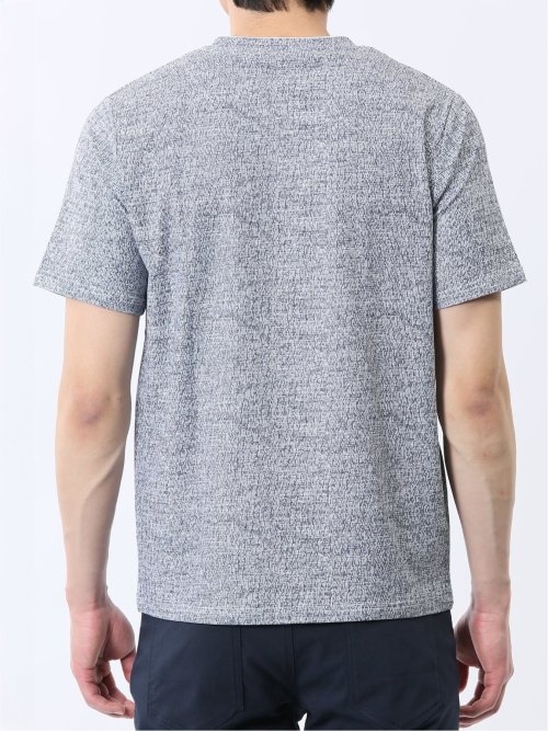 メッシュ かすれプリント Vネック半袖Tシャツ