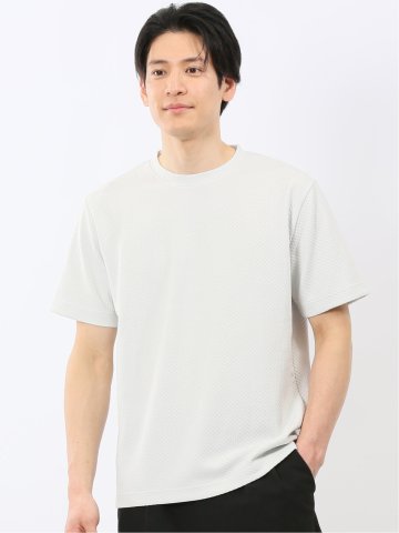 チェック ジャガード クルーネック 半袖 Tシャツ