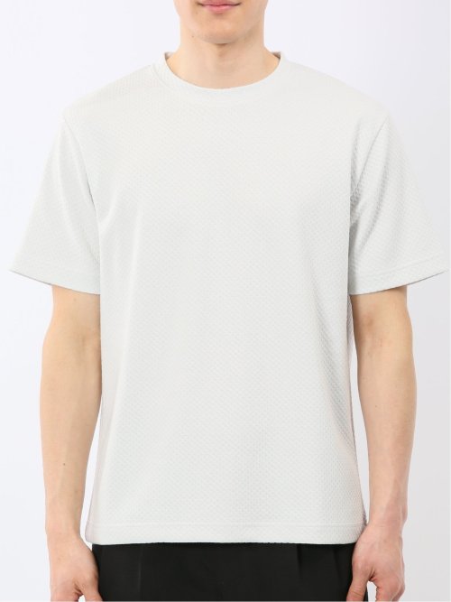 チェック ジャガード クルーネック 半袖 Tシャツ