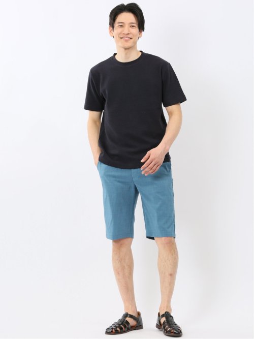 チェック ジャガード クルーネック 半袖 Tシャツ