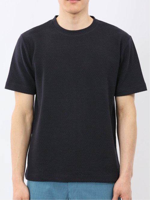 チェック ジャガード クルーネック 半袖 Tシャツ