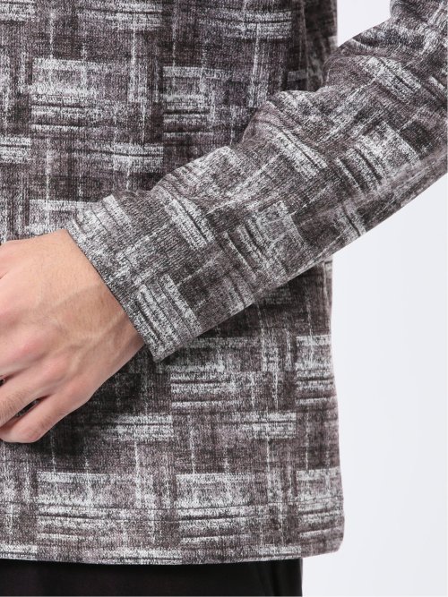 裏起毛チェック クルーネック長袖Tシャツ