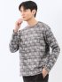 裏起毛チェック クルーネック長袖Tシャツ