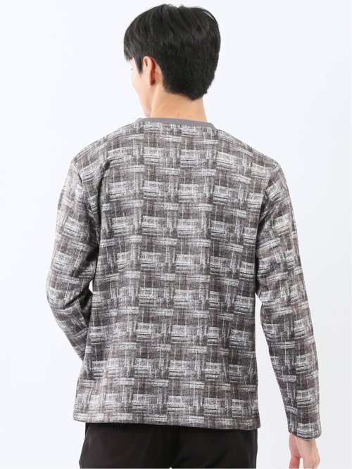 裏起毛チェック クルーネック長袖Tシャツ