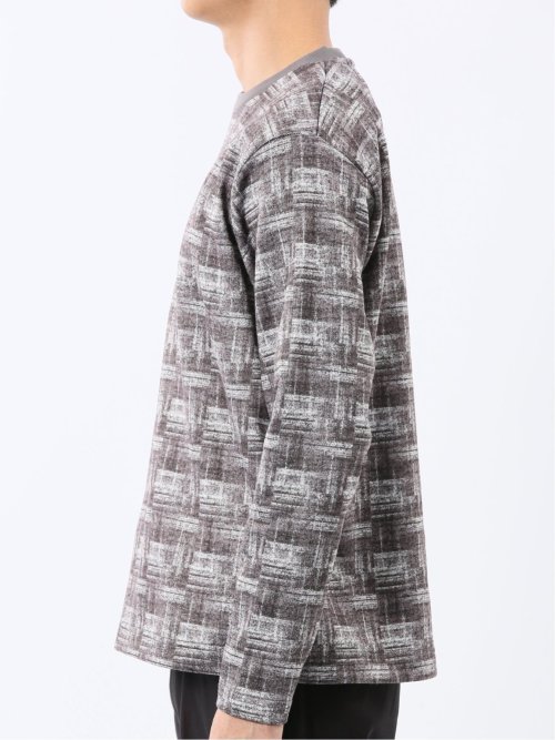 裏起毛チェック クルーネック長袖Tシャツ