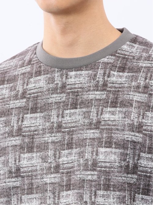裏起毛チェック クルーネック長袖Tシャツ