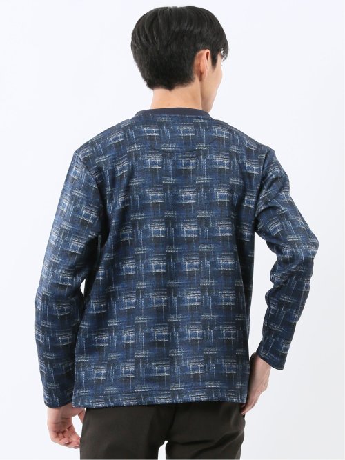 裏起毛チェック クルーネック長袖Tシャツ