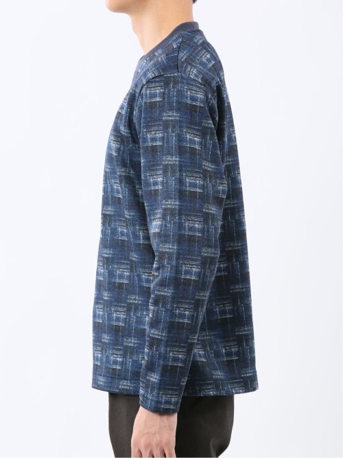 裏起毛チェック クルーネック長袖Tシャツ