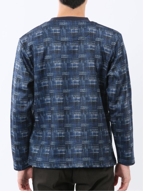 裏起毛チェック クルーネック長袖Tシャツ