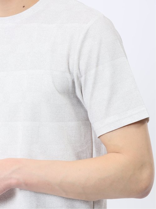 メッシュ かすれプリント クルーネック半袖Tシャツ