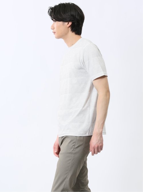 メッシュ かすれプリント クルーネック半袖Tシャツ