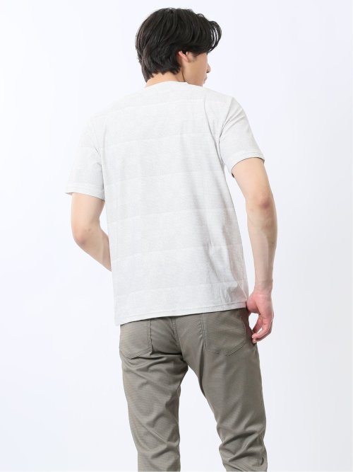 メッシュ かすれプリント クルーネック半袖Tシャツ