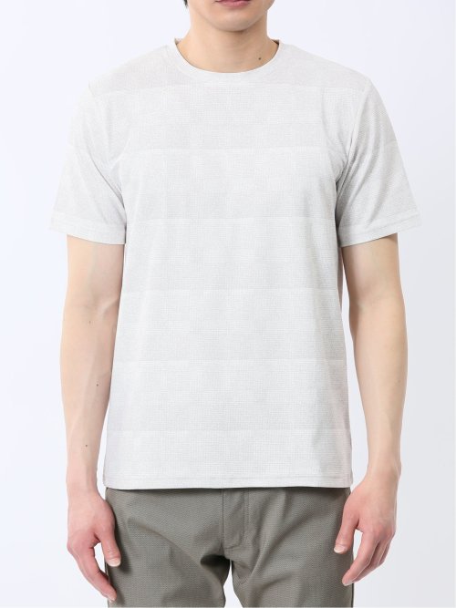 メッシュ かすれプリント クルーネック半袖Tシャツ