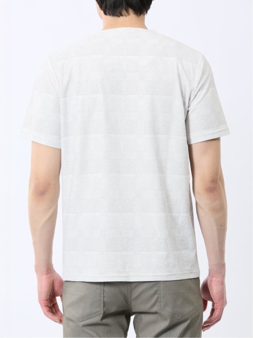 メッシュ かすれプリント クルーネック半袖Tシャツ