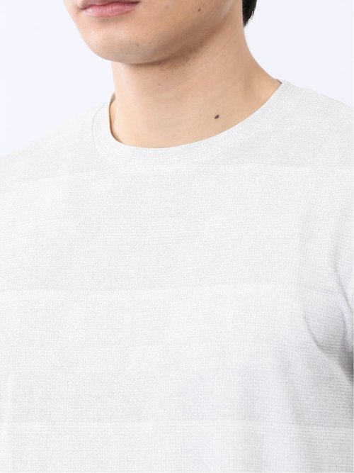 メッシュ かすれプリント クルーネック半袖Tシャツ