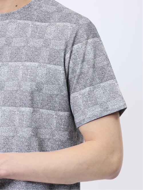 メッシュ かすれプリント クルーネック半袖Tシャツ