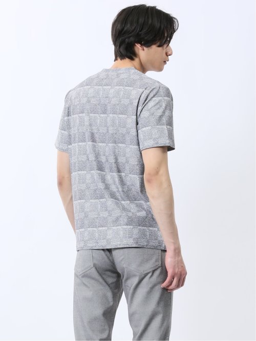 メッシュ かすれプリント クルーネック半袖Tシャツ