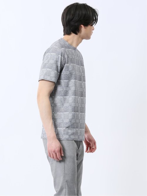 メッシュ かすれプリント クルーネック半袖Tシャツ