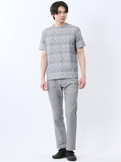 メッシュ かすれプリント クルーネック半袖Tシャツ