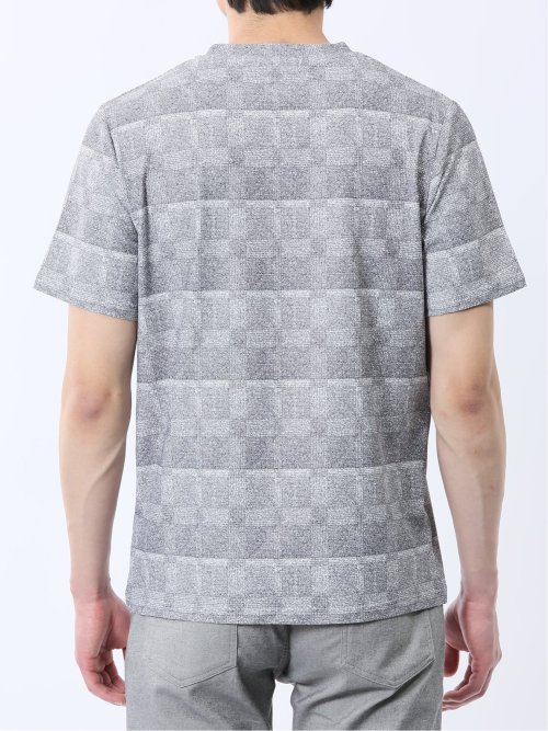 メッシュ かすれプリント クルーネック半袖Tシャツ